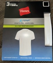 Hanes X-temp ~ Mens 3-Pack T-Shirts Crew Neck White Performance Mesh ~ L - $23.75