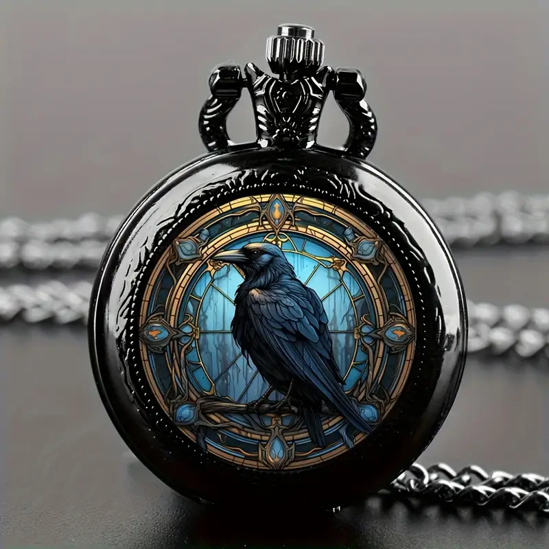 Raven Design Pocket Watch: A Stylish Non-Waterproof Timepiece for the Mo... - $24.62 CAD+