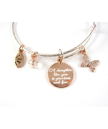 DAUGHTER Butterfly Shine CHARM BRACELET Vintage Rose-Goldtone Silvertone... - $15.83