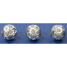 Round Diamond-Cut Beads Rhodium Plated Bead 3pc - £15.81 GBP