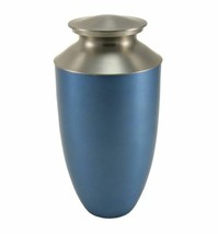 Blue Alloy &amp; Brass Adult 200 Cubic Inch Funeral Cremation Urn for Ashes - £143.87 GBP