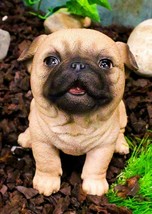 Ebros 5.5&quot;H Realistic Animal Sitting Pug Puppy Collectible Home Decor Fi... - £23.50 GBP