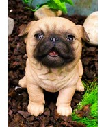 Ebros 5.5&quot;H Realistic Animal Sitting Pug Puppy Collectible Home Decor Fi... - £23.59 GBP