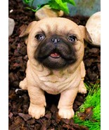 Ebros 5.5&quot;H Realistic Animal Sitting Pug Puppy Collectible Home Decor Fi... - $41.01 CAD