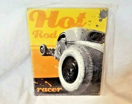 16&quot; Hot Rod Racer sunset retro auto car garage STEEL metal USA american ad sign - £35.03 GBP