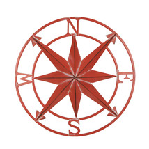 Coral Orange Finish Metal Nautical Compass Rose Wall Hanging 20-Inch - £27.08 GBP