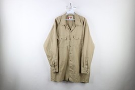 Vintage Dickies Mens XL Distressed Collared Mechanic Work Button Shirt Beige - £31.12 GBP