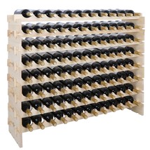Wood Wine 96 Bottles Rack Storage Display Shelves Kitchen Decor Natural 8 Tiers - £92.20 GBP