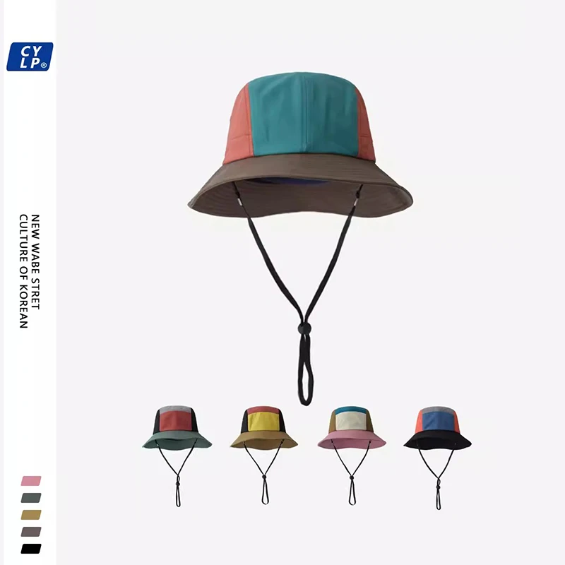 Fashion Contrasting Color Drawstring Bucket Hats Women Spring Summer Outdoor - £15.17 GBP