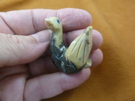 (Y-SWA-20) tan SWAN baby bird carving SOAPSTONE gem stone figurine I lov... - $8.59