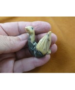 (Y-SWA-20) tan SWAN baby bird carving SOAPSTONE gem stone figurine I lov... - £6.75 GBP