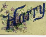 HARRY Postcard Embossed with Flowers and Glitter  - $13.86
