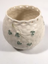 4.75&quot;&quot; Belleek Cloverleaf Ireland Drilled Vase Classic Basketweave Displ... - $35.81