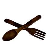 Wooden Fork Spoon Wall Decor Hand Carved Tiki Totem Mid Century 12.5 Inc... - £11.37 GBP