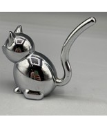 Silver Chrome Cat Ring Holder Jewelry Organizer Figurine - $12.09