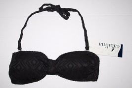 Catalina Misses SMALL 4-6 Bikini Top Swimsuit Rich Black Crochet Halter New - £6.06 GBP