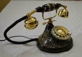 Vintage Antique Solid  Brass telephone Rotary Declining telephone - £82.08 GBP