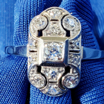 Earth mined Diamond Art Deco Engagement Ring Vintage European Setting 14... - £1,239.92 GBP