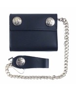 Tri Fold Biker Wallet, 2 Buffalo Head Coin Snaps w. 18&quot; Chain with Hangi... - $360.24 MXN