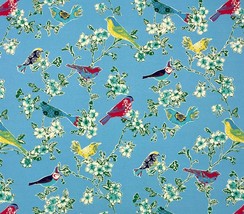 Pkl Studio Tweet Toile Sky Blue Color Birds Outdoor Multiuse Fabric By Yard 54&quot;W - £8.02 GBP