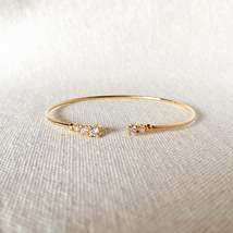 Dainty 18k Gold Filled Cuff Bracelet with Cubic Zirconia Stones - $13.90
