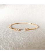 Dainty 18k Gold Filled Cuff Bracelet with Cubic Zirconia Stones - £10.93 GBP