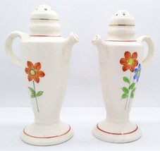 Floral Coffee Pot Style Salt &amp; Pepper Shakers Made In Japan - £6.31 GBP