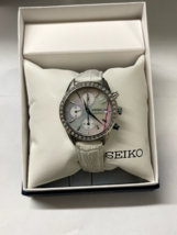 NEW* Seiko Womens SNDY21 White Leather Band Watch MSRP $315 - $175.00