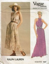 Vogue Sewing Pattern 1547 Ralph Lauren Dress Criss Cross Halter Size 10 Uncut Ff - £43.15 GBP