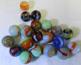 #18490m Vintage Group or Lot of 20 Nice Peltier Glass Marbles .59 to .65... - $39.59