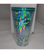 Starbucks 2022 Summer Grande Silver and Green Foliage Tumbler 16oz No Straw - $19.83 CAD