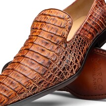 genuine caiman crocodile slip on Shoes Trento Rustic Cognac image 4