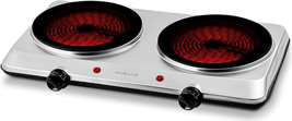 OVENTE Countertop Infrared Double Burner, 1500W Electric Hot Plate and Portable  - £38.33 GBP