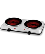 OVENTE Countertop Infrared Double Burner, 1500W Electric Hot Plate and P... - £37.49 GBP