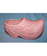 Vintage Pink Planter Ceramic Dutch Shoe w/Embossed Tulips on Sides - $14.50