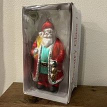 Dept 56 Santa Handblown &amp; Painted Mercury Glass Ornament Large 9&quot; With Box - £21.67 GBP