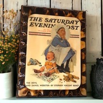 Vtg Norman Rockwell The Saturday Evening Post June 1929 Enameled Wood Plaque - £13.22 GBP