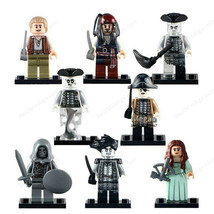 8pcs/set Pirates of the Caribbean Jack Sparrow Salazar Carina Gibbs Minifigures  - £37.33 GBP