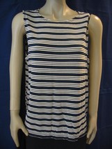 Citiknits Blue Black Cream Striped Tank Shell Top L - $14.00