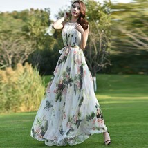 Summer Style Halter Neck Colorful Chiffon Maxi Dress Oversize Holiday Beach dres - £111.23 GBP