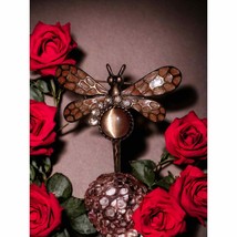 Gorgeous amber color dragonfly brooch - £16.61 GBP