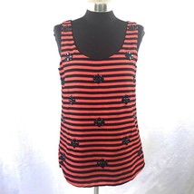 Banana Republic Tank Top Womens S Blue &amp; Red Striped Jewels Lined - £12.33 GBP