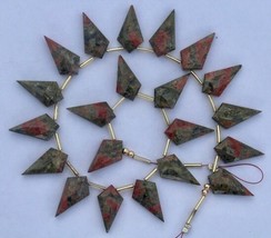 Natural 20 pieces faceted UNAKITE tie briolette gemstone beads 11 x 21 mm approx - £55.46 GBP