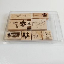 Stampin Up 2-Step HEARTFELT THANKS Wood Mounted Stamp Set of 9 2005 Retired - £3.94 GBP