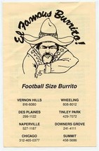 El Famous Burrito Menu Lake Forest Illinois Football Size Burrito - £13.32 GBP