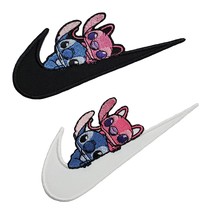 Stitch and Angel Disney Movie  Ohana Means Family Embroidered Iron On Patch 5x3 - £9.37 GBP