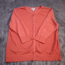 Croft &amp; Barrow Sweater Womens XL Orange Cardigan Button Up Cotton 3/4 Sleeve - £20.28 GBP