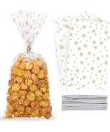 Bosose 100 Pcs 5&quot;X11&quot; Star Cellophane Bags w/ Twist Ties Clear Goodie Ba... - $18.71