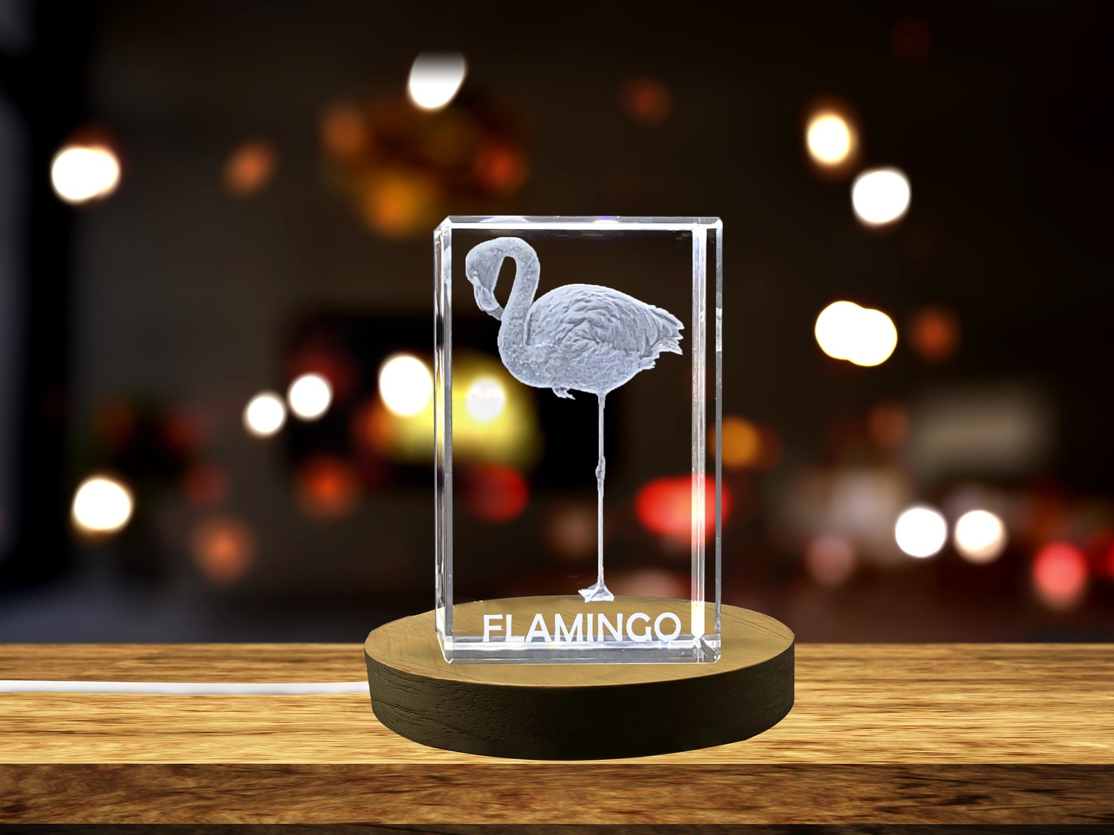 LED Base included | Vibrant Flamingo Crystal Sculptures | Gorgeous Gems Carved