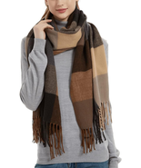 Women&#39;S Fashion Long Shawl Big Grid Winter Warm Lattice Large Scarf - $247.94 MXN